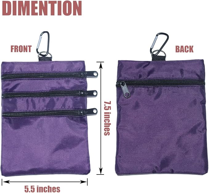 Golf valuables Pouch, Zipper Golf Ball Bag with 4 Pockets, Golf Accessories Pouch for Storing Balls,tees,Mobile Phone,Keys, Cards and Cash, Great Gift for Golfers