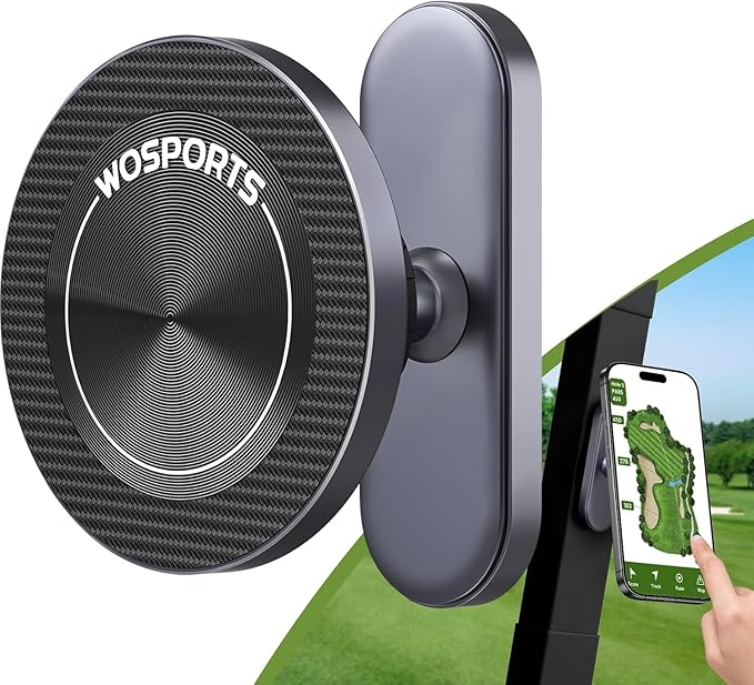 WOSPORTS Magnetic Golf Cart Phone Holder, Golf Cart Phone Mount for iPhone 16 Pro Max 15 14 13 12 Plus, Golf Cart Accessories Gifts for Men Women
