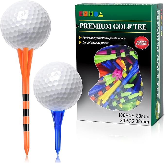 Plastic Tees 120 Pack,3-1/4 INCH Unbreakable Long Blue Tees with 20 Short Golf Tee Bulk,Low Friction and Resistance