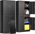 CJF Metal Storage Cabinet, 71" H Metal Cabinets with Adjustable Shelves and Drawers, Locking Storage Cabinet for Pantry, Office, Garage, Home, School, Utility (Black)