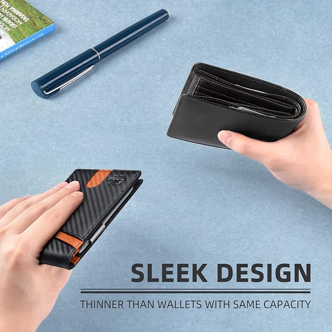 Zitahli Money Clip Wallets for Men,Slim Bifold Wallet 10-12 Cards, Mens Leather Wallet with ID Window,RFID Blocking Thin Minimalist Credit Card Holder,Gifts for Him