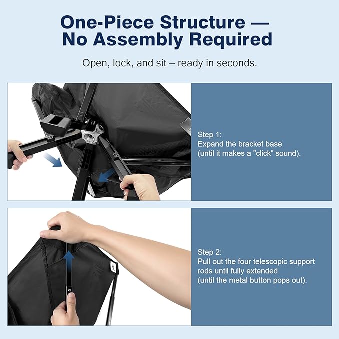 Camping Chair for Outdoor Use — Stable Folding Design, Reliable Support, Anti-Slip Feet, Portable Chair for Camping, Fishing & Beach