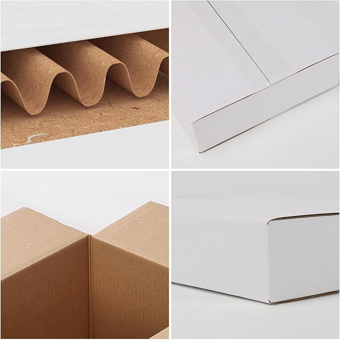9x6.5x1.75 Small Shipping Boxes Set of 40, 3 Layers E Watts White Corrugated Cardboard Box Mailers for Mailing, Moving, Business Packing