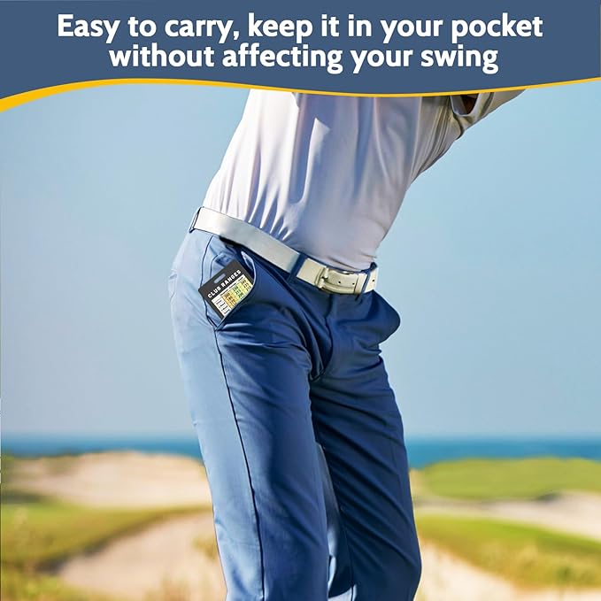 Golf Club Range Chart Card, Easy Carry with Credit Card Size,Sturdy Golf Yardage Card for Seasoned Golfers, Average, or Beginners