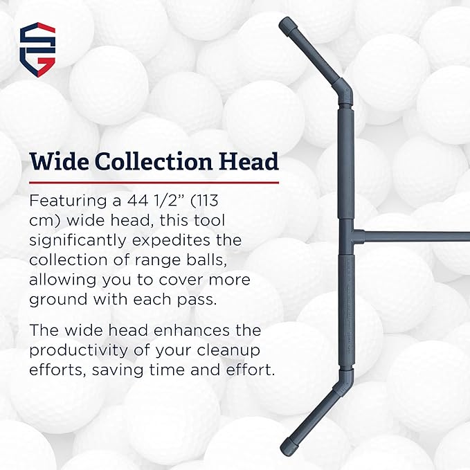 Standard Golf Range Ball Pusher | Efficient Cleanup for Practice Areas | Wide Head & Durable PVC Design