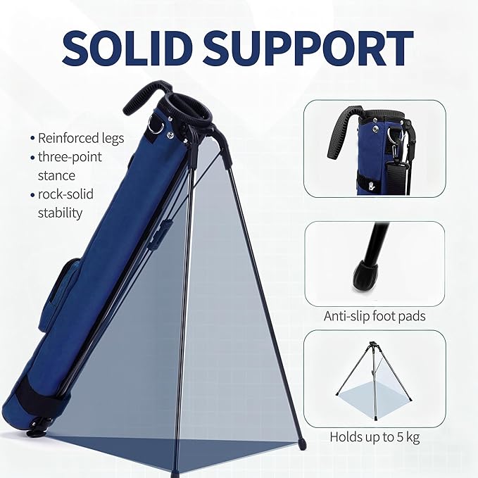 Lightweight Golf Stand Bag, Portable and Durable Golf Carry Bag with Padded Strap and Pocket, Sunday Bag for The Driving Range, 2-Way Divider Practice Bag for Men and Women