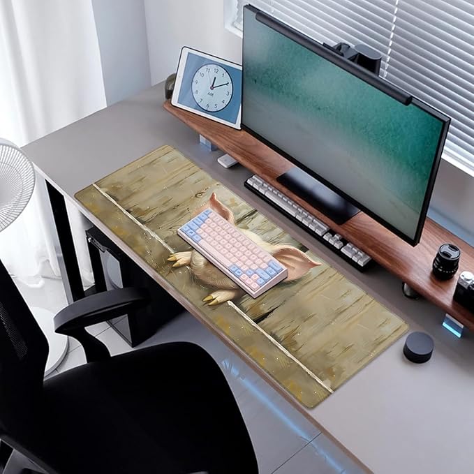 Farmhouse Pig Gaming Mouse Pad, Desk Mat, Non-Slip Rubber Base Cool Aesthetic MousePads for Computer Laptop Keyboard Office School Home Desktop Accessories Decor 31.5" x 11.8"