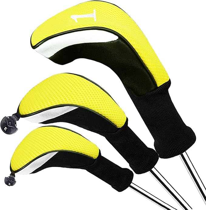 Golf Club Head Covers for Woods and Driver Hybrids Fairway Value Pack Protective Clubs Headcovers with Interchangeable No.Tags 1 3 5
