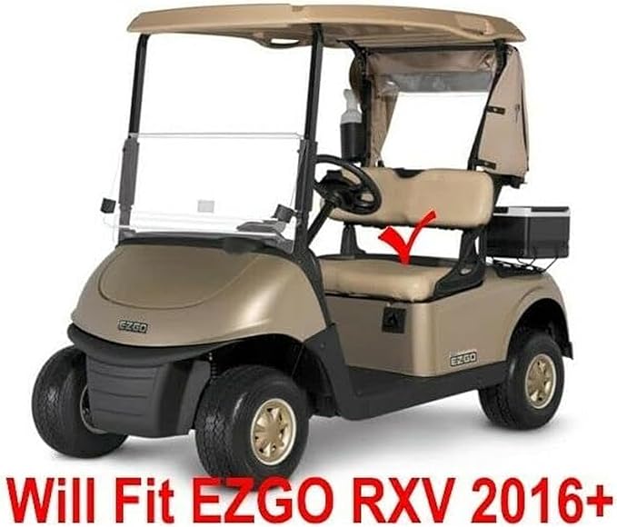 Huskey 2PCS Golf Cart Front Seat Covers for EZGO RXV 2008-UP G&E Models Custom Two-Tone Black/Orange Diamond Stitching with Orange Piping, Marine Grade Vinyl Material, Staple on Design