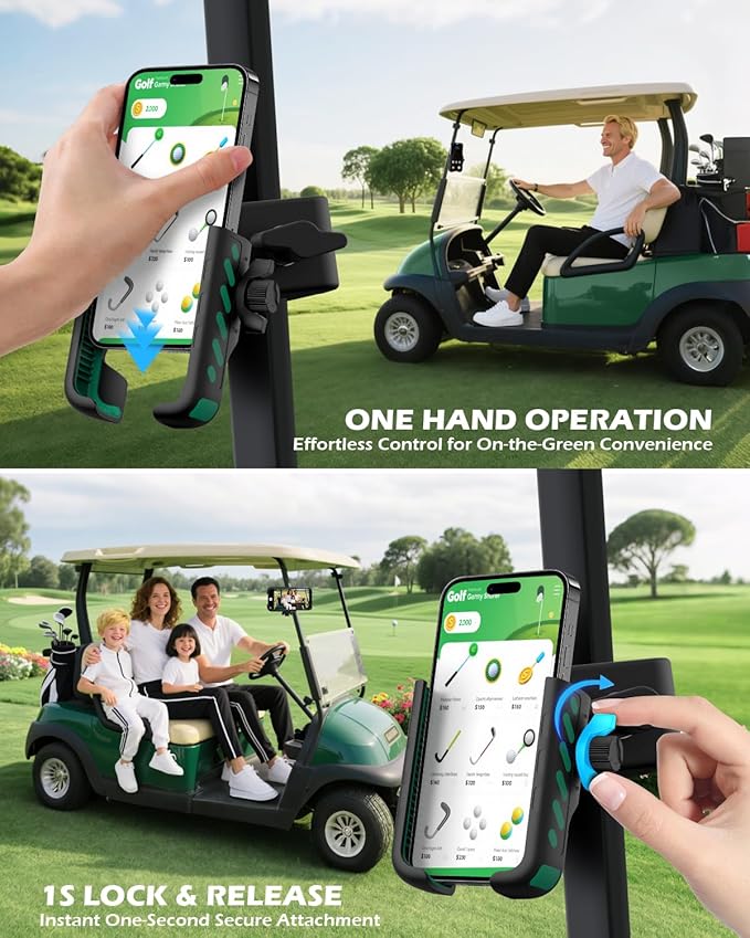 FLORICH Golf Cart Phone Holder Mount Magnetic Phone Holder Compatible with EZGO/Club Car/Yamaha, Ultra Strength 52 Magnet Cell Phone Caddy Compatible with iPhone/Galaxy/Google Pixel