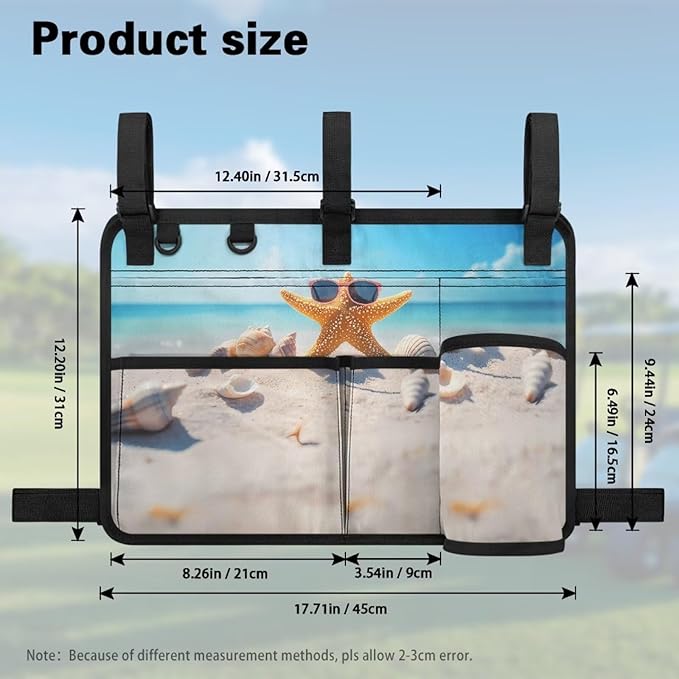 Beach Golf Cart Rear Seat Organizer Foldable Storage Bag for Club Car, Wheelchair and Walker