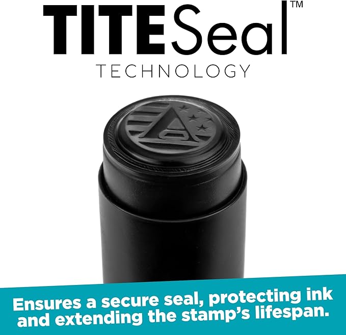 Personalized Golf Ball Marker Stamp with TiteSeal™ Technology Bundle - Metallic Box with Golf Ball Stamp + Refill Ink Bottle - Black Case