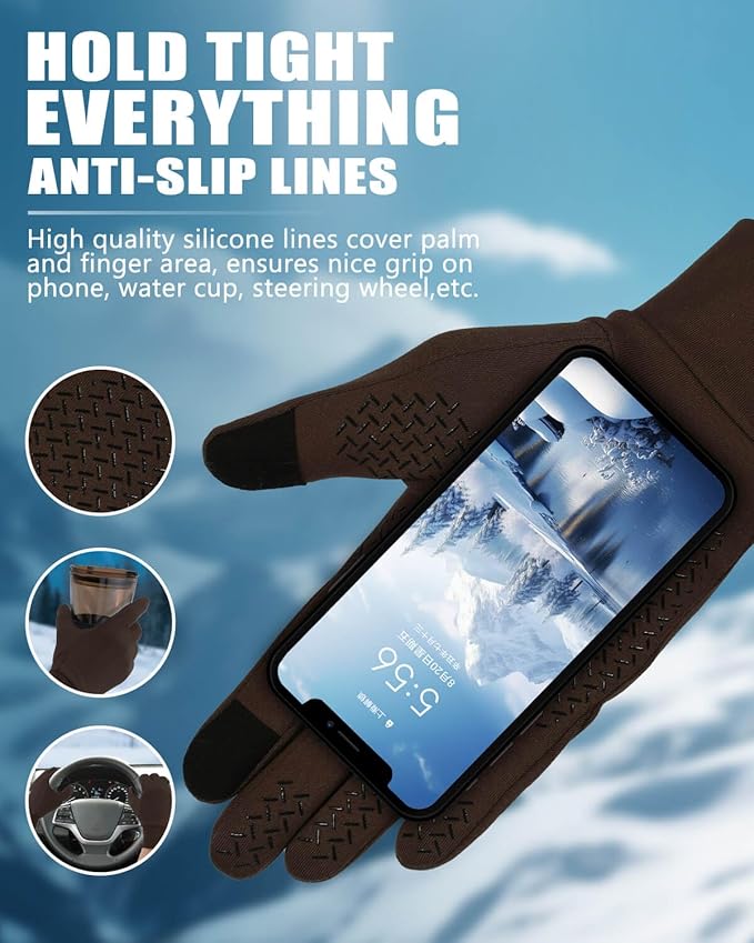 Aegend Lightweight Winter Gloves for Men Women, Warm Running Gloves Touchscreen Thermal Glove Liners for Cold Weather Driving, Cycling & Hiking, Non-Slip, Elastic Cuff, Stretchy, Durable
