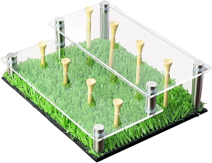 Golf Ball Display Case, Balls Rack with Tees 2 Tier Acrylic Stand Holder for Tennis