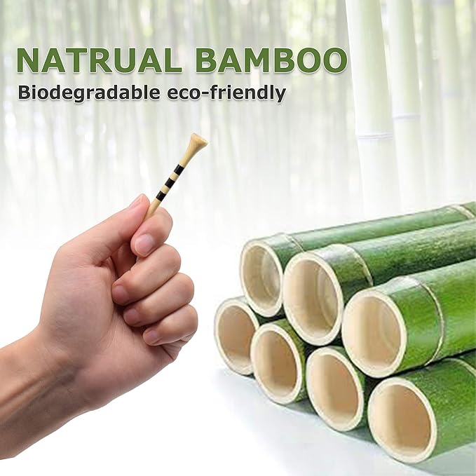 SAPLIZE Bamboo Golf Tees Pack of 100 or 150, Four Size Options (3-1/4", 2-3/4", 2-1/8", 1-1/2"), Stable and Reliable Golf Tees, Available in Natural Color