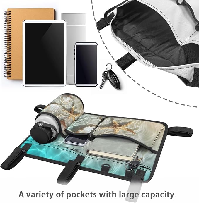 Beach Golf Cart Rear Seat Organizer Foldable Storage Bag for Club Car, Wheelchair and Walker
