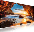 Wknoon. Extra Large Gaming & Office Mouse Pad (31.5" x 11.8") with Durable Stitched Edges – Beach Scene Sunrise Through a Cave Landscape, Anti-Slip Base & Smooth Cloth Surface Extended XXL Desk Mat