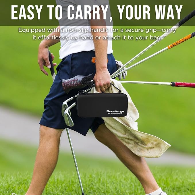 Golf Glove Holder Case with Glove Shaper - Portable Golf Accessories Organizer for Men & Women - Waterproof 900D Nylon, Large Capacity for Balls, Tees, Markers - Ideal Gift