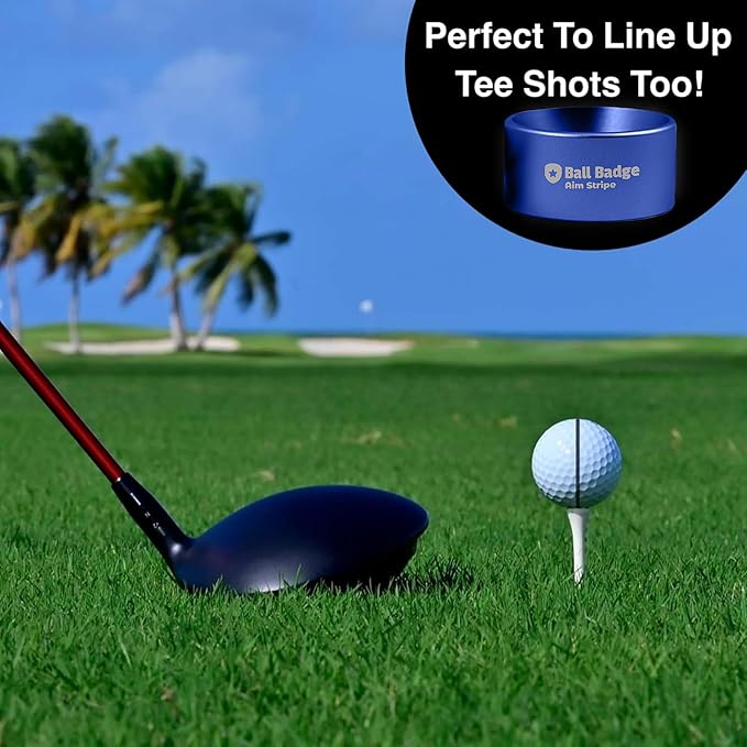 Ball Badge Aim Stripe - 360 Degree Golf Ball Line Marker Kit with Golf Bag Attachment for Perfect Alignment and Precision Putting
