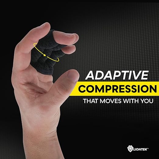 LIONTEK Triple Flow Finger Sleeve V3 Pair — Joint Support & Compression for Activity, BJJ, Fitness, Volleyball, Basketball, and More