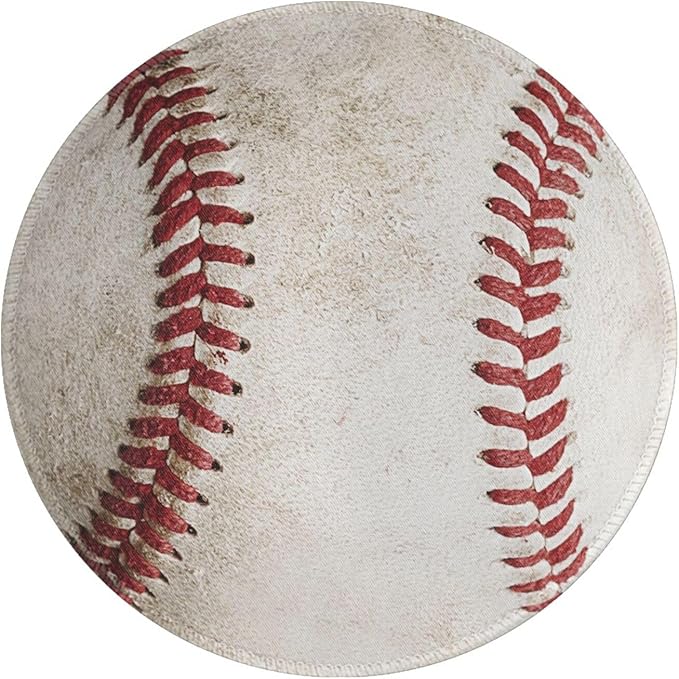 Novelty Dirty Baseball Ball Round Mouse Pad, Small Gaming Mousepad with Stitched Edge, Non-Slip Rubber Base Mouse Mat Office Desk Accessories for Laptop Computer Decor 7.9 X 7.9 Inch
