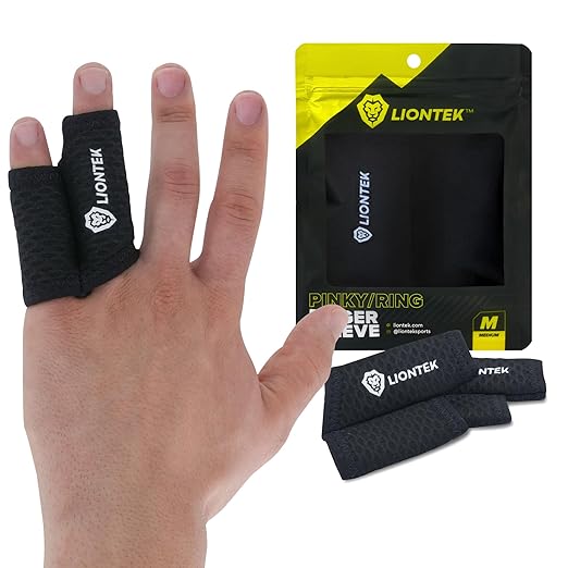 LIONTEK Pinky-Ring Flow Finger Sleeve V3 Pair — Joint Support & Compression for Activity, BJJ, Fitness, Volleyball, Basketball, and More