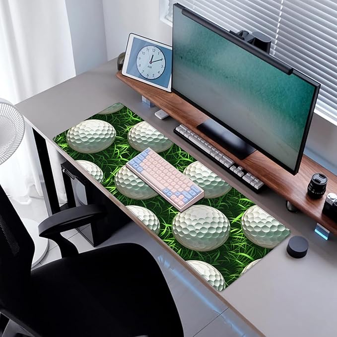 Golf Gaming Mouse Pad, Desk Mat, Non-Slip Rubber Base Cool Aesthetic MousePads for Computer Laptop Keyboard Office School Home Desktop Accessories Decor 31.5" x 11.8"