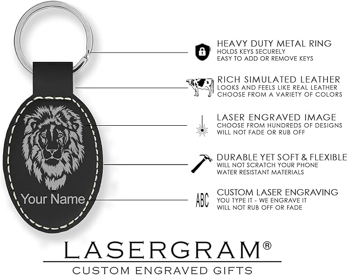 LaserGram Oval Keychain, Golf Ball, Personalized Engraving Included (Black with Silver)
