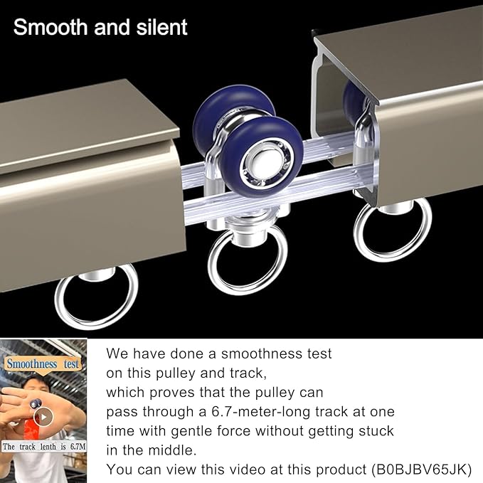 Aluminum Alloy Silent Curtain Tracks Ceiling Or Wall Mounted Curtain Rail Drapes Rail Room Dividers Sliding Curtain Rail (champagne, 4.5m(2.25m*2))