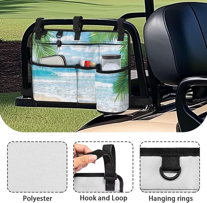 Fashion Golf Cart Rear Seat Organizer Lightweight Storage Bag Accessories for Club Car, Wheelchair and Walker