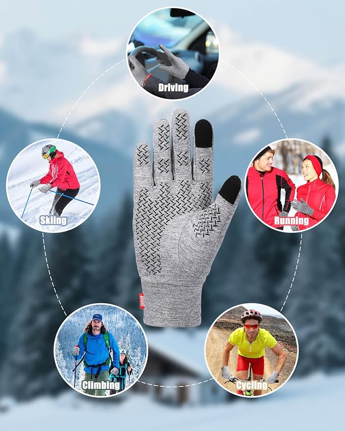 Aegend Lightweight Winter Gloves for Men Women, Warm Running Gloves Touchscreen Thermal Glove Liners for Cold Weather Driving, Cycling & Hiking, Non-Slip, Elastic Cuff, Stretchy, Durable