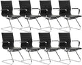 CIMOTA Waiting Room Chairs Leather Office Guest Chair Mid Back Reception Chairs with Sled Base for Meeting/Patient/Conference Room, Black Set of 8