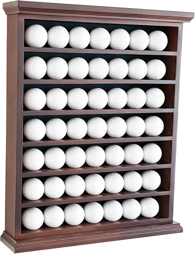 Luxurious Display Cabinet for Golf Balls - Perfect Showcase for Vice, Taylormade, Titleist Golf Balls - Elegant Mahogany Construction, Holds 49 Golf Balls, Ideal Collectible for Golf Enthusiasts