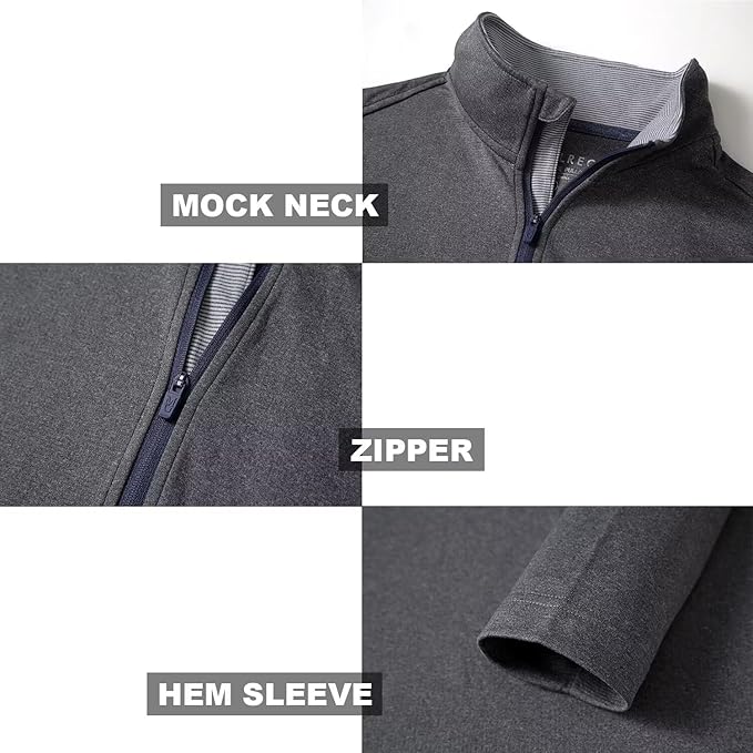 M MAELREG Quarter Zip Golf Pullover Men Dry Fit Long Sleeve Performance Wicking Mock Neck 1/4 Zip Pullover Mens Sweatshirt