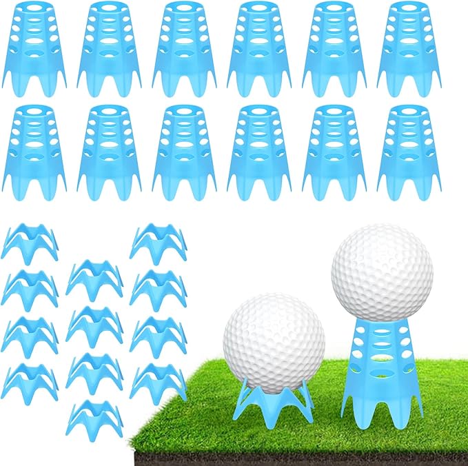 Golf Simulator tees, 24Pcs Plastic Golf Mat Tees for Home, Outdoor or Indoor Golf Tees for Training, Practice Golf tees for Winter Turf and Driving Range, Pack of 12 Tall & 12 Small
