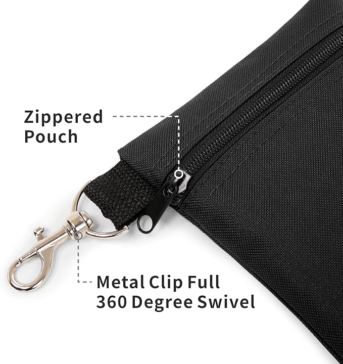 BuyAgain Golf Tee Pouch, 5.62 X 6.87 Inch Professional Zipper Golf Tee/Ball Pouch Bag with Metal Lobster Claw Clip