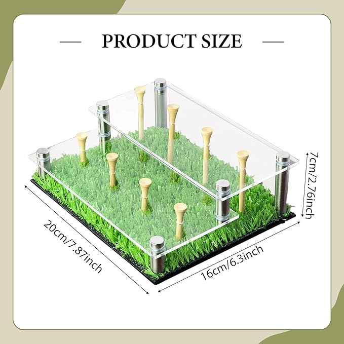 Golf Ball Display Case,Sport Balls Rack Holds 8 Golf Balls 2 Tier Acrylic Stand Holder with Tees for Tennis Softball Showing