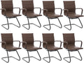 CIMOTA Waiting Room Chairs Set of 8 Leather Office Guest Chair Mid Back Reception Chairs with Sled Base for Meeting/Patient/Conference Room, Retro Brown, 8PCS
