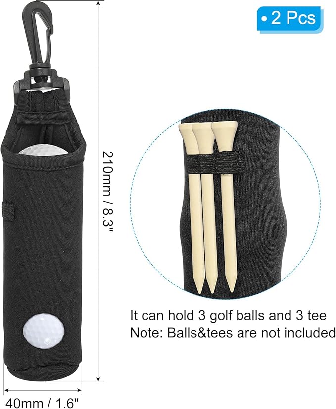 PATIKIL Golf Ball Carry Bag, Golf Tee Holder Pouch Portable Neoprene Golf Ball Holder with Clip for Men and Women Storage Gift