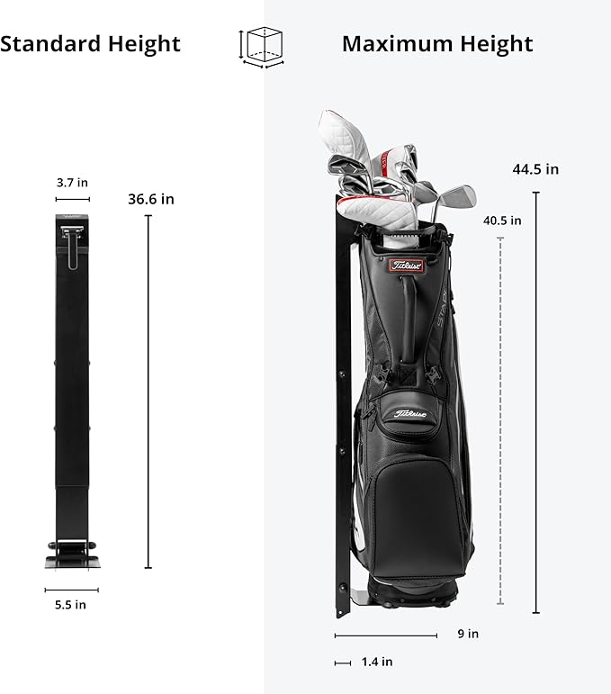 Wall Mount Golf Bag Stand for Storage, Golf Storage Organizer for Garage, Club Dock for Golfing Bag - Regular