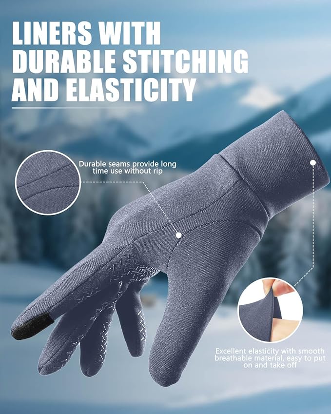 Aegend Lightweight Winter Gloves for Men Women, Warm Running Gloves Touchscreen Thermal Glove Liners for Cold Weather Driving, Cycling & Hiking, Non-Slip, Elastic Cuff, Stretchy, Durable