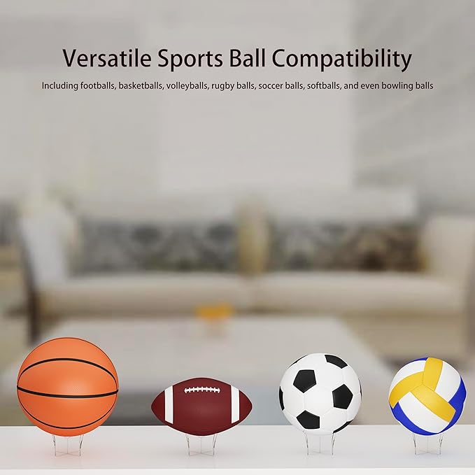 Acrylic Ball Holder 3-Pack, Small Size for Baseball, Softball & Golf Ball; Medium & Large Size for Basketball, Soccer, Volleyball; Horizontal Size for Rugby and Football
