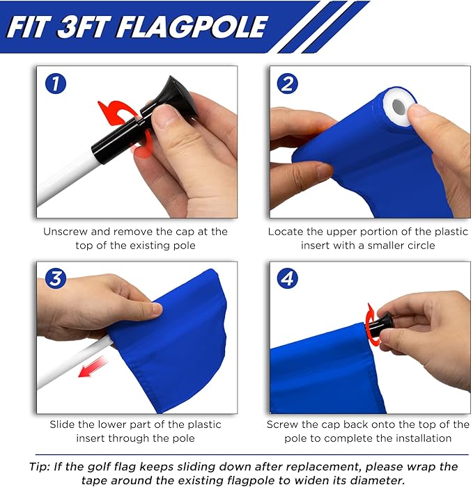 KINGTOP Solid Golf Flag All 8x6 Inch - 420D Nylon, Tube Inserted - Mini Putting Green Flags for Backyard Practice