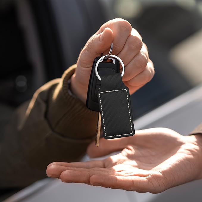 LaserGram Rectangle Keychain, Coat of Arms Germany, Personalized Engraving Included (Carbon Fiber Black with Silver)