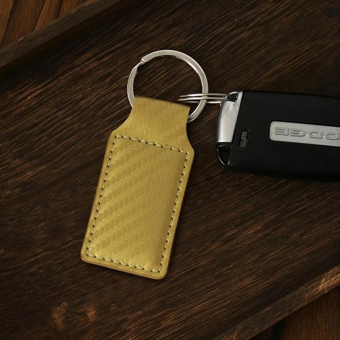 LaserGram Rectangle Keychain, Coat of Arms Germany, Personalized Engraving Included (Carbon Fiber Gold)