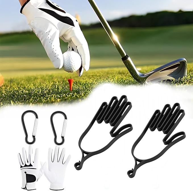 6 Pcs Golf Glove Holder with 6 Metal Hanging Hooks – Golf Glove Stretcher, Support & Drying Rack for Golfers, Football, Baseball and More, for Men and Women