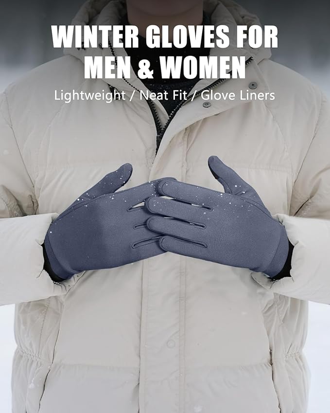 Aegend Lightweight Winter Gloves for Men Women, Warm Running Gloves Touchscreen Thermal Glove Liners for Cold Weather Driving, Cycling & Hiking, Non-Slip, Elastic Cuff, Stretchy, Durable