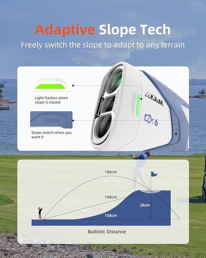AOFAR GX6 Golf Rangefinder with Replaceable Charging Function, 1000 Yards Laser Range Finder, Flag Pole Locking Vibration, Slope Compensation,7X Magnification Rangefinder with Magnet