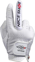 Nice Shot The Bird Men's Golf Glove in Premium White Cabretta Leather