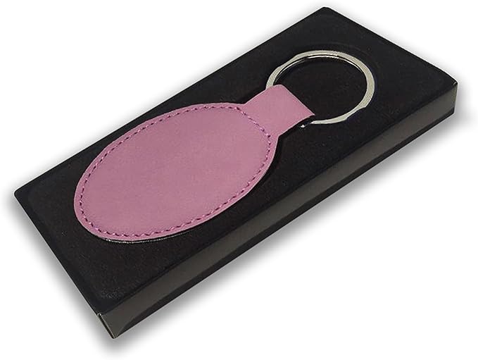 LaserGram Oval Keychain, Golfer Golfing, Personalized Engraving Included (Pink)